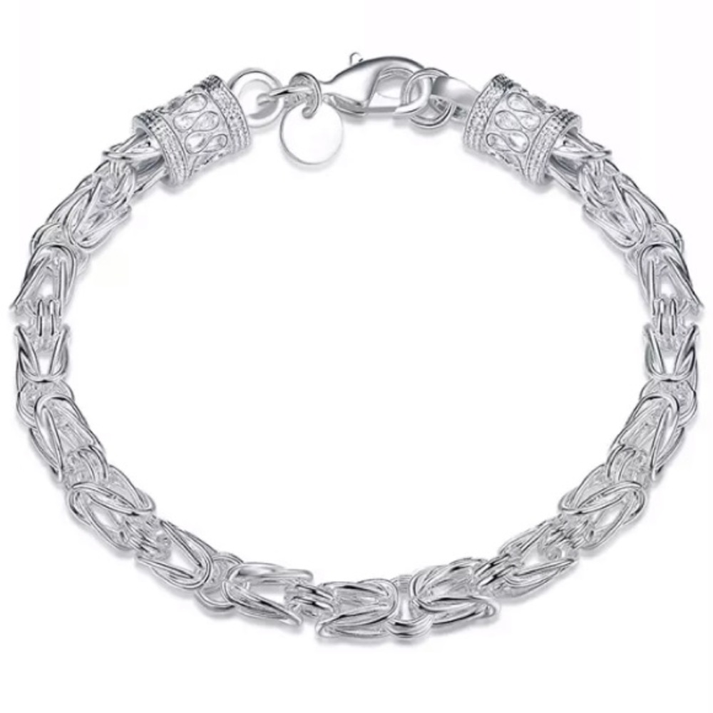 925 Silver Plated Byzantine Bracelet